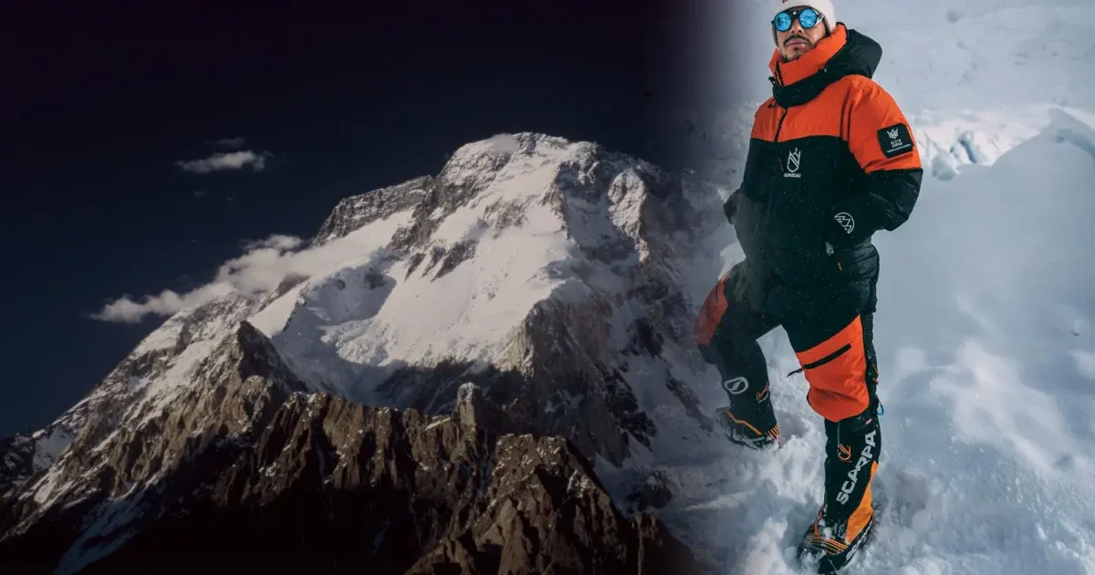 Broad Peak w Karakorum i Nirmal Nimsdai Purja w kombinezonie wysokogórskim